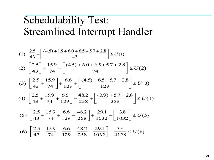 Schedulability Test: Streamlined Interrupt Handler 79 
