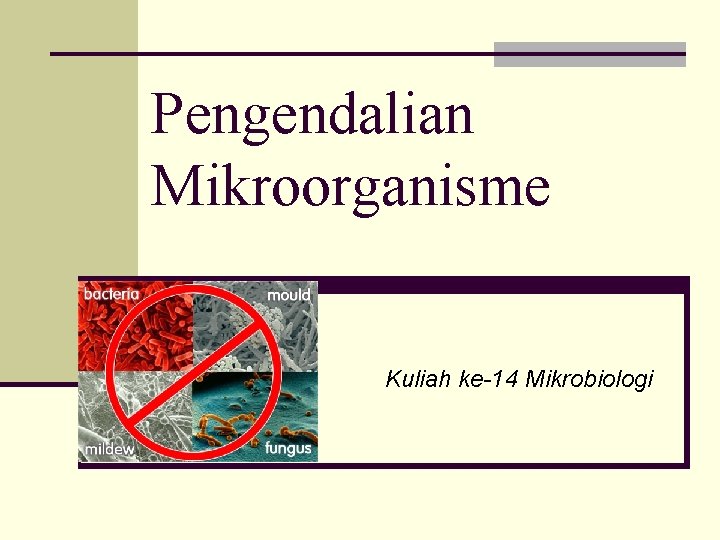 Pengendalian Mikroorganisme Kuliah ke-14 Mikrobiologi 