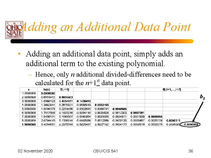 Adding an Additional Data Point • Adding an additional data point, simply adds an