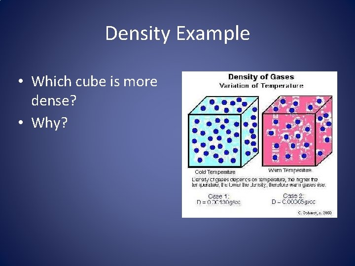 Density Example • Which cube is more dense? • Why? 