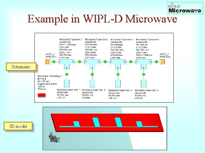 Example in WIPL-D Microwave Schematic 3 D model 