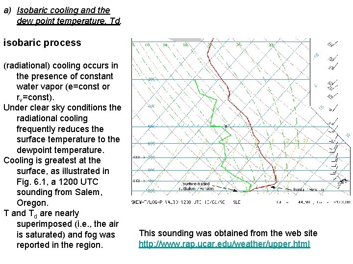 a) Isobaric cooling and the dew point temperature, Td. isobaric process (radiational) cooling occurs