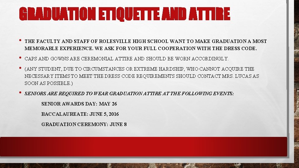 baccalaureate dress code