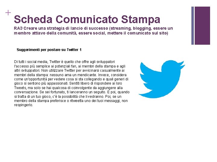 + Scheda Comunicato Stampa RA 3 Creare una strategia di lancio di successo (streaming,