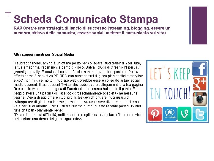 + Scheda Comunicato Stampa RA 3 Creare una strategia di lancio di successo (streaming,