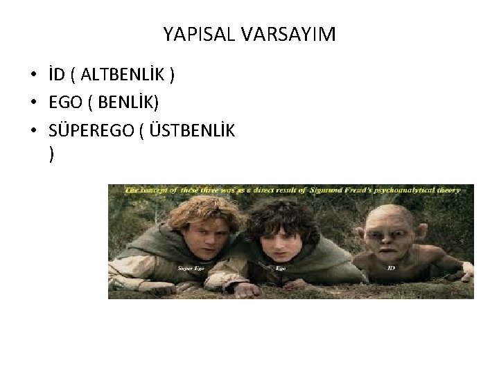 YAPISAL VARSAYIM • İD ( ALTBENLİK ) • EGO ( BENLİK) • SÜPEREGO (