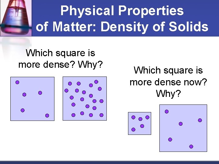 Physical Properties of Matter: Density of Solids Which square is more dense? Why? Which