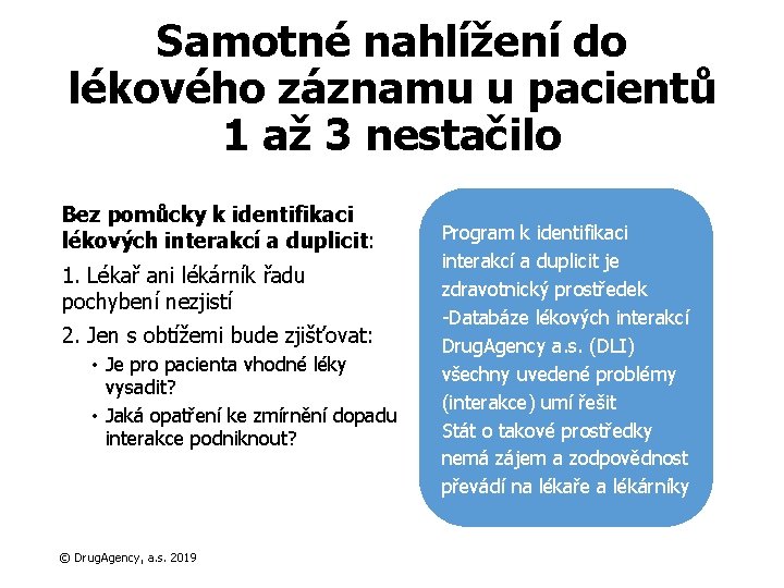 Samotné nahlížení do lékového záznamu u pacientů 1 až 3 nestačilo Bez pomůcky k