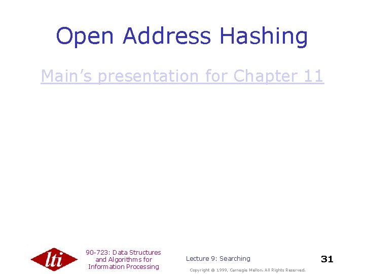 Data Structures and Algorithms for Information Processing Lecture
