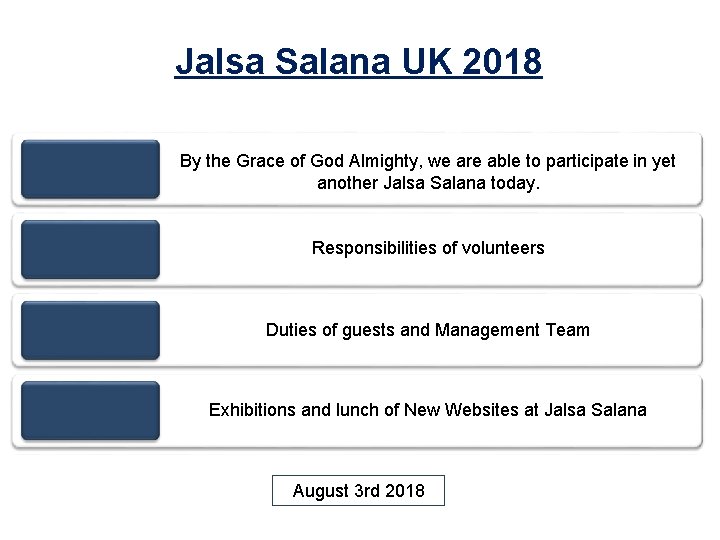 Jalsa Salana UK 2018 By the Grace of God Almighty, we are able to