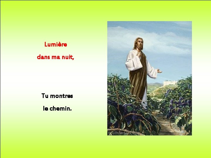 Lumière dans ma nuit, Tu montres le chemin. 