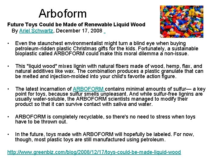  Arboform Future Toys Could be Made of Renewable Liquid Wood By Ariel Schwartz,