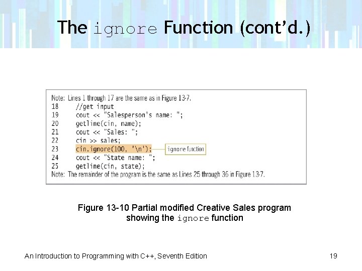 The ignore Function (cont’d. ) Figure 13 -10 Partial modified Creative Sales program showing