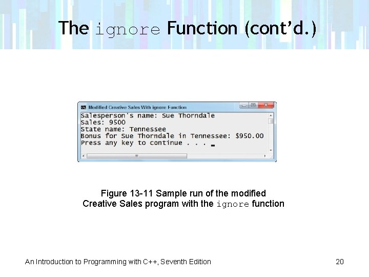 The ignore Function (cont’d. ) Figure 13 -11 Sample run of the modified Creative