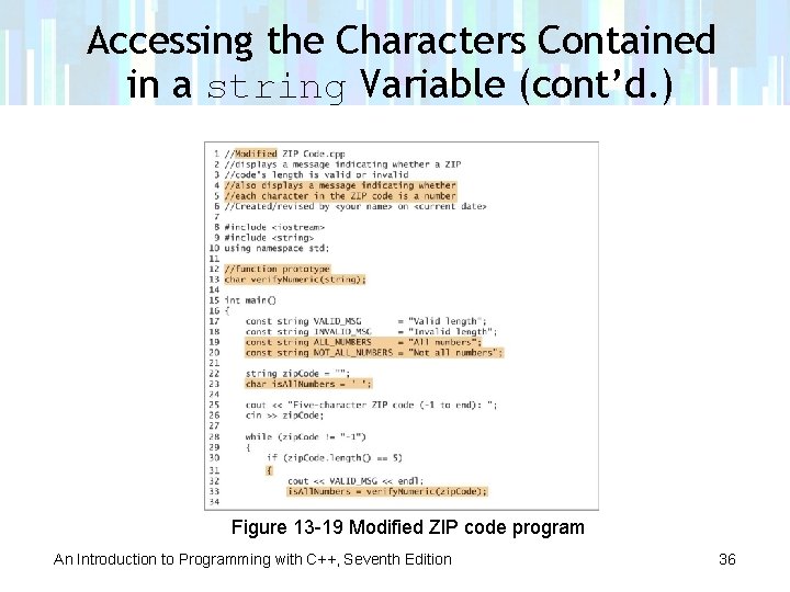 Accessing the Characters Contained in a string Variable (cont’d. ) Figure 13 -19 Modified