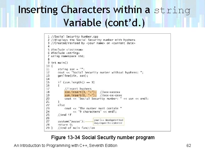 Inserting Characters within a string Variable (cont’d. ) Figure 13 -34 Social Security number