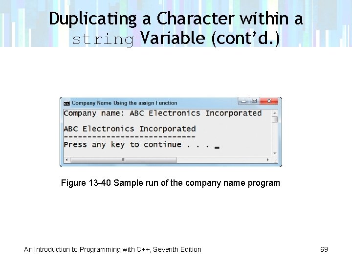 Duplicating a Character within a string Variable (cont’d. ) Figure 13 -40 Sample run