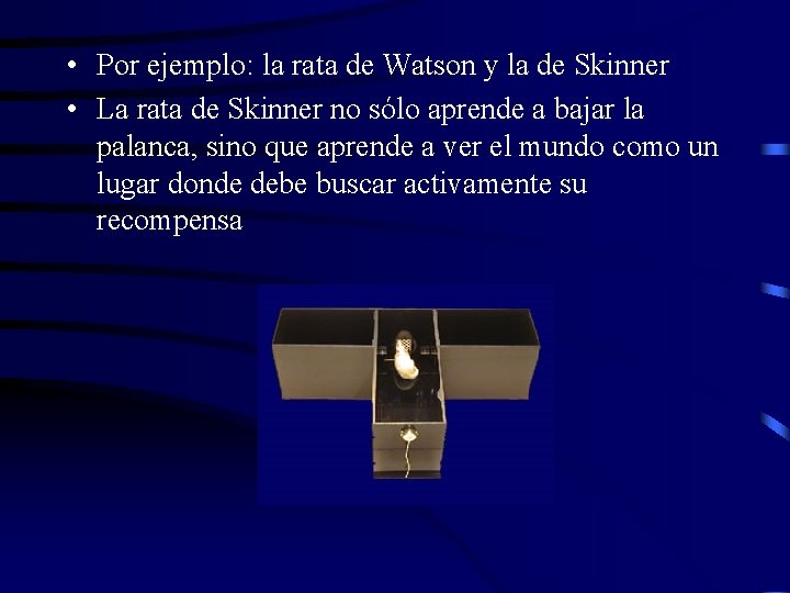  • Por ejemplo: la rata de Watson y la de Skinner • La