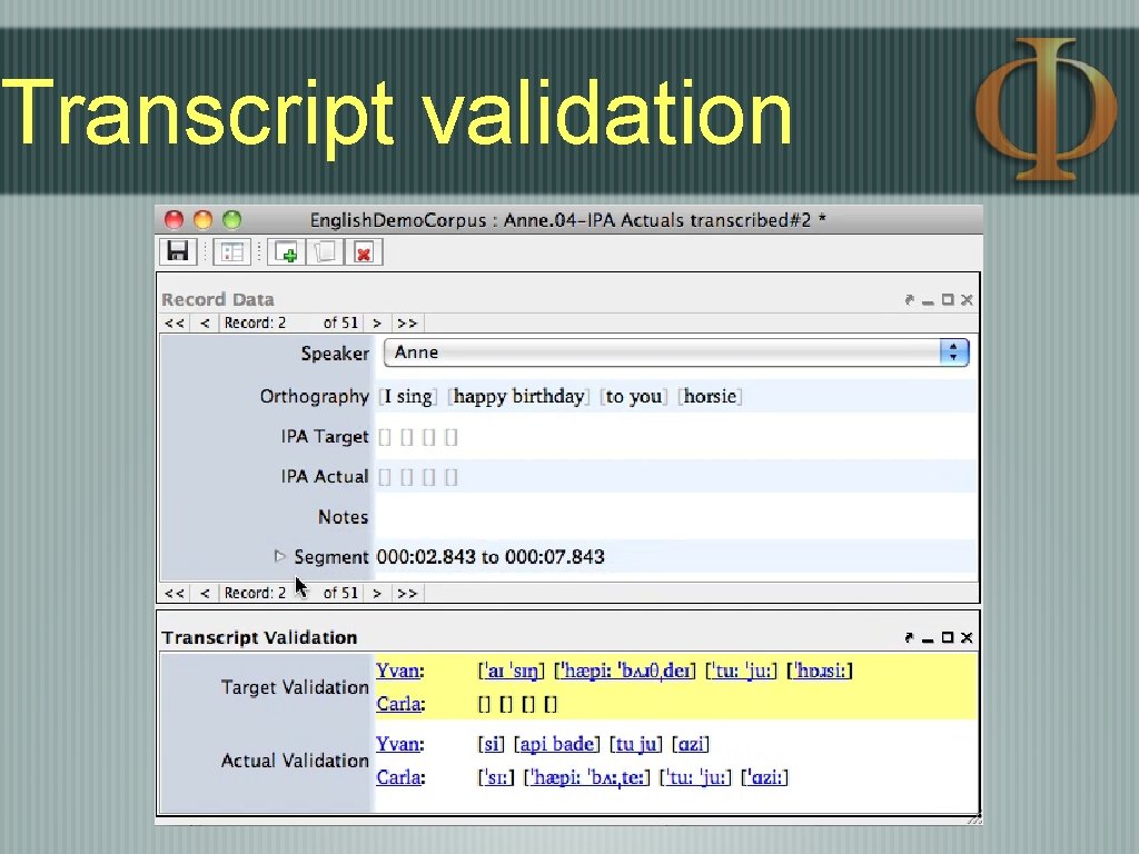 Transcript validation Transcript validation