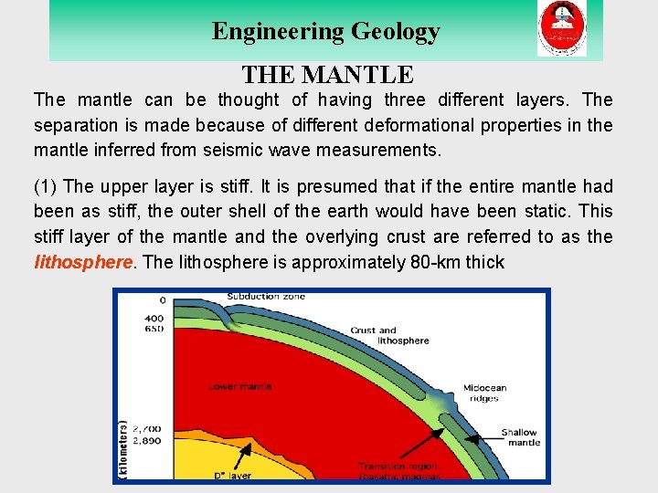 Engineering Geology THE MANTLE The mantle can be thought of having three different layers. Engineering Geology THE MANTLE The mantle can be thought of having three different layers.
