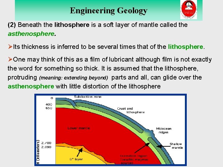 Engineering Geology (2) Beneath the lithosphere is a soft layer of mantle called the Engineering Geology (2) Beneath the lithosphere is a soft layer of mantle called the