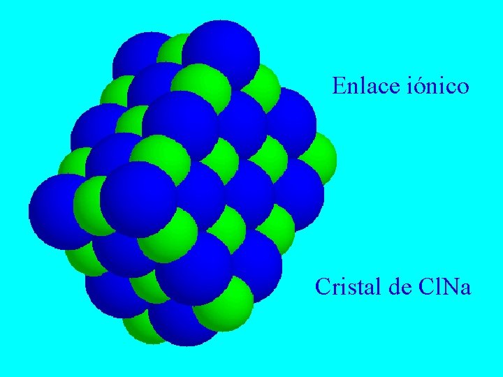 Enlace iónico Cristal de Cl. Na Enlace iónico Cristal de Cl. Na