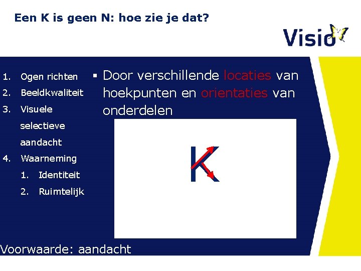 Een K is geen N: hoe zie je dat? 1. Ogen richten 2. Beeldkwaliteit Een K is geen N: hoe zie je dat? 1. Ogen richten 2. Beeldkwaliteit