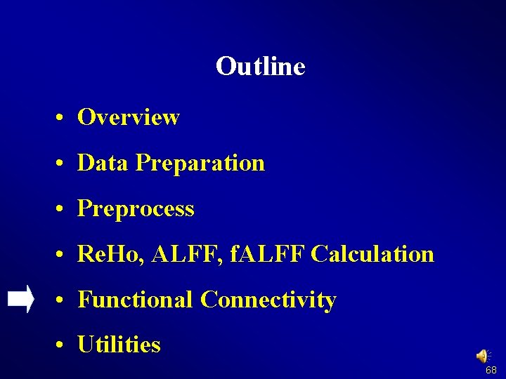 Outline • Overview • Data Preparation • Preprocess • Re. Ho, ALFF, f. ALFF