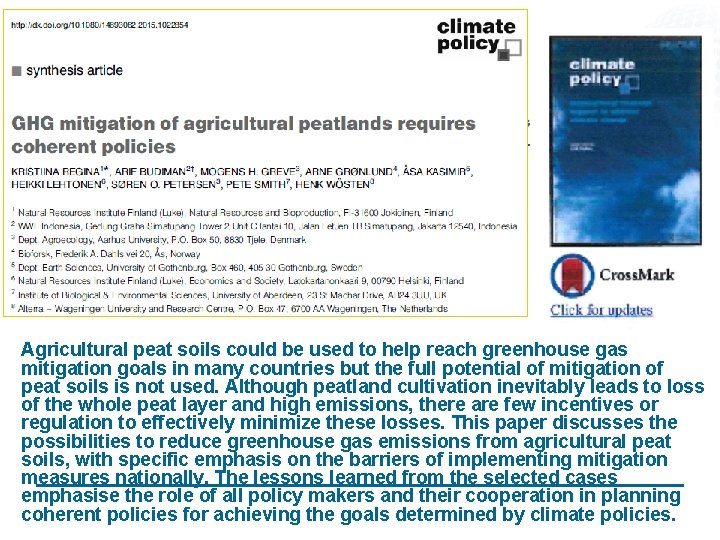 Agricultural peat soils could be used to help reach greenhouse gas mitigation goals in