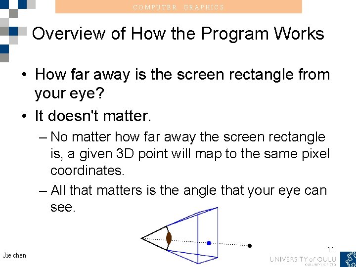 COMPUTER GRAPHICS Overview of How the Program Works • How far away is the