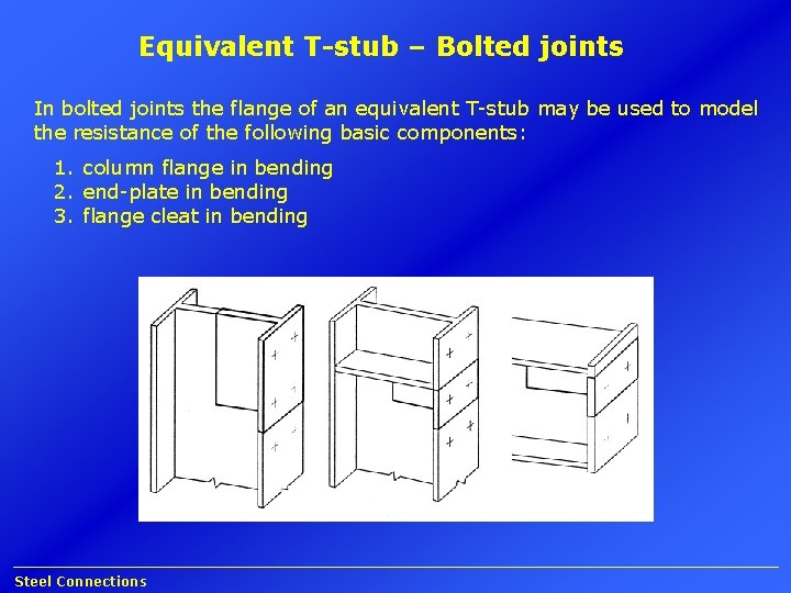 Equivalent T-stub – Bolted joints In bolted joints the flange of an equivalent T-stub