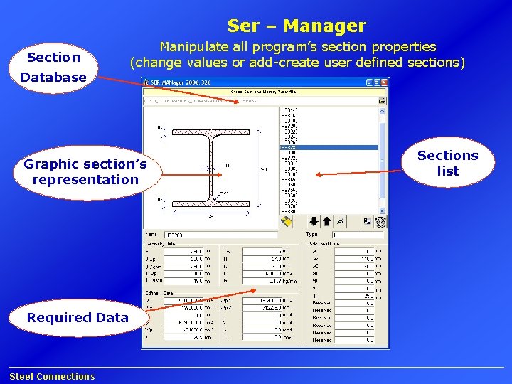 Ser – Manager Section Database Manipulate all program’s section properties (change values or add-create
