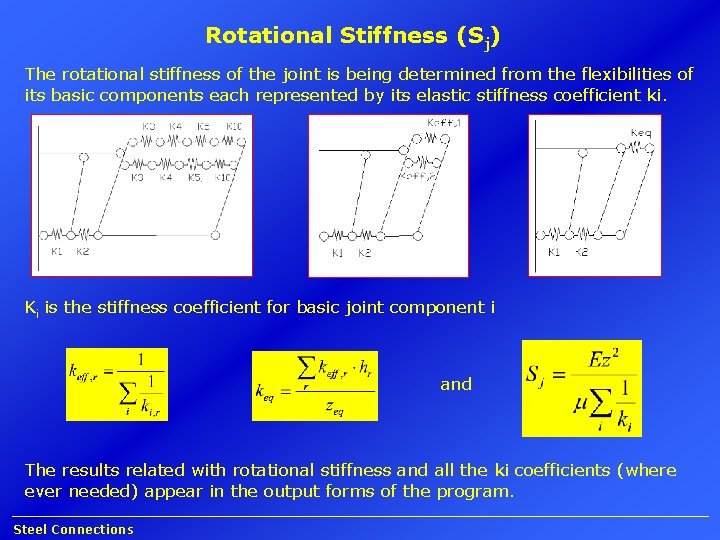 Rotational Stiffness (Sj) The rotational stiffness of the joint is being determined from the