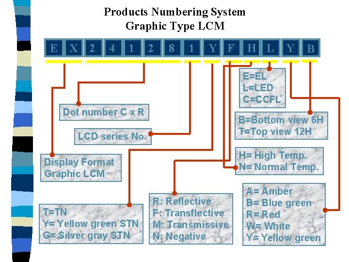 Products Numbering System Graphic Type LCM E X 2 4 1 2 8 1