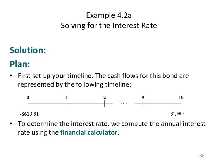 Example 4. 2 a Solving for the Interest Rate Solution: Plan: • First set Example 4. 2 a Solving for the Interest Rate Solution: Plan: • First set