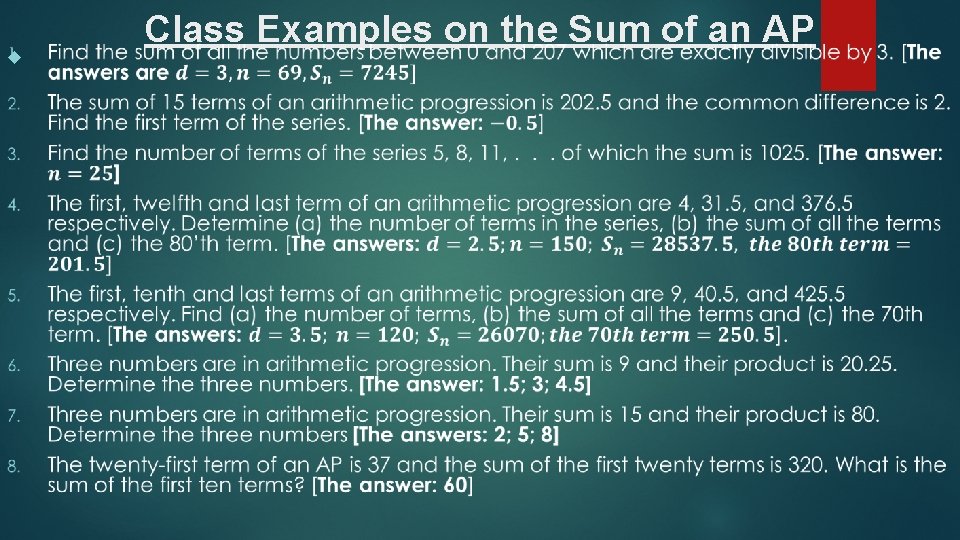  Class Examples on the Sum of an AP 