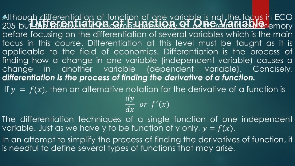  Differentiation of Function of One Variable 