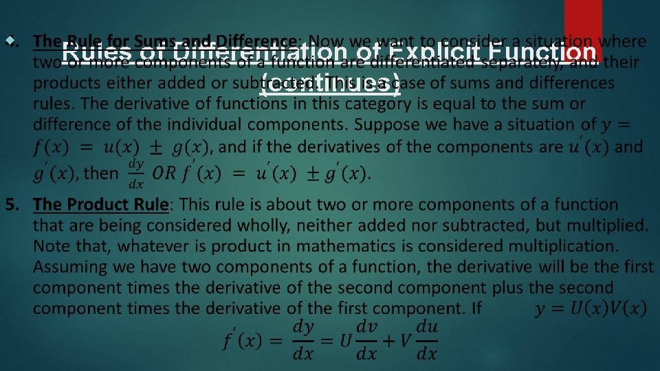  Rules of Differentiation of Explicit Function (continues) 