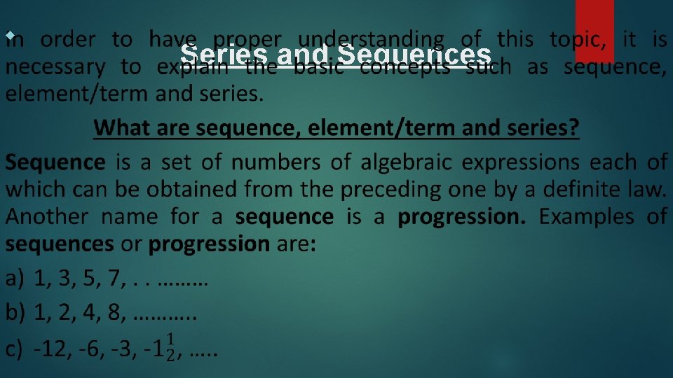  Series and Sequences 