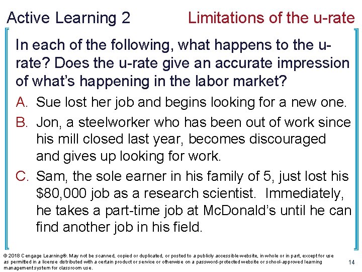 Active Learning 2 Limitations of the u-rate In each of the following, what happens