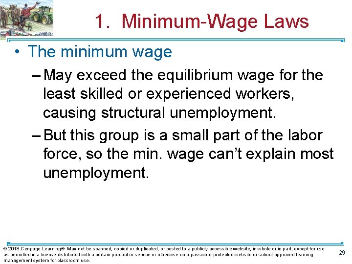1. Minimum-Wage Laws • The minimum wage – May exceed the equilibrium wage for