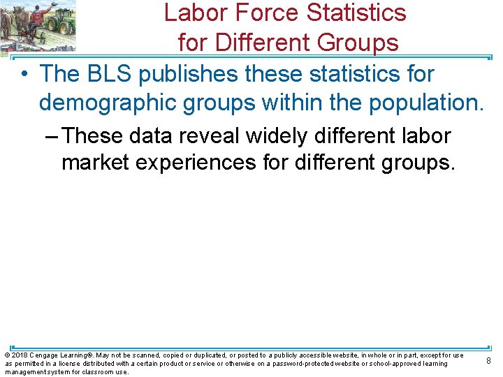 Labor Force Statistics for Different Groups • The BLS publishes these statistics for demographic