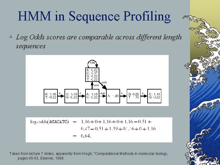 HMM in Sequence Profiling © Log Odds scores are comparable across different length sequences
