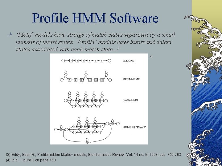 Profile HMM Software © ‘Motif’ models have strings of match states separated by a