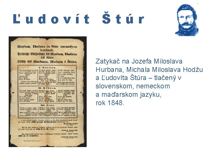 Ľudovít Štúr Zatykač na Jozefa Miloslava Hurbana, Michala Miloslava Hodžu a Ľudovíta Štúra –