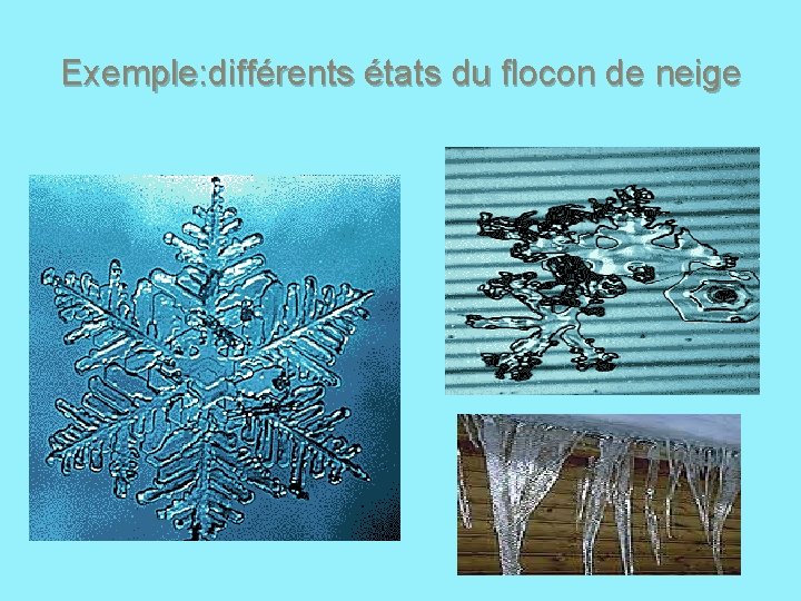 Exemple: différents états du flocon de neige 