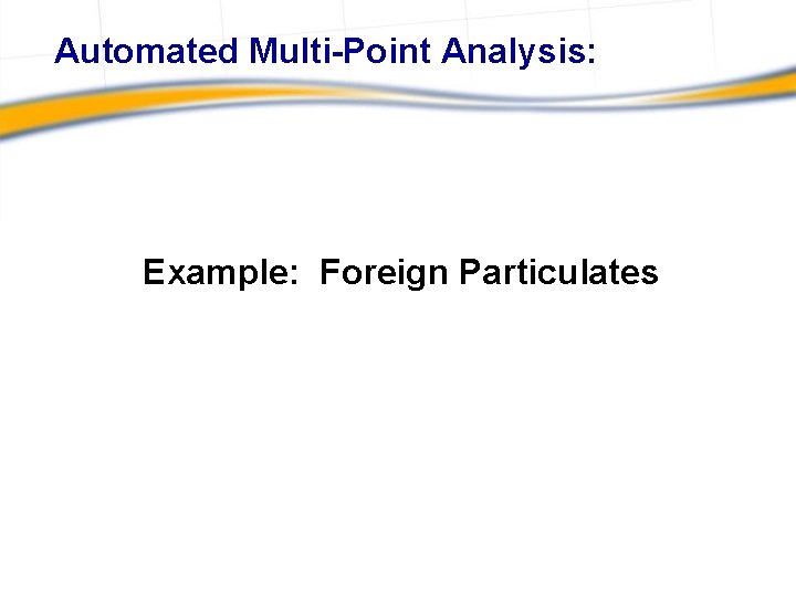 Automated Multi-Point Analysis: Example: Foreign Particulates 