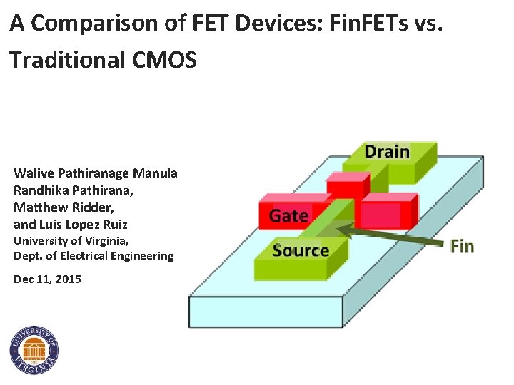 A Comparison of FET Devices: Fin. FETs vs. Traditional CMOS Walive Pathiranage Manula Randhika