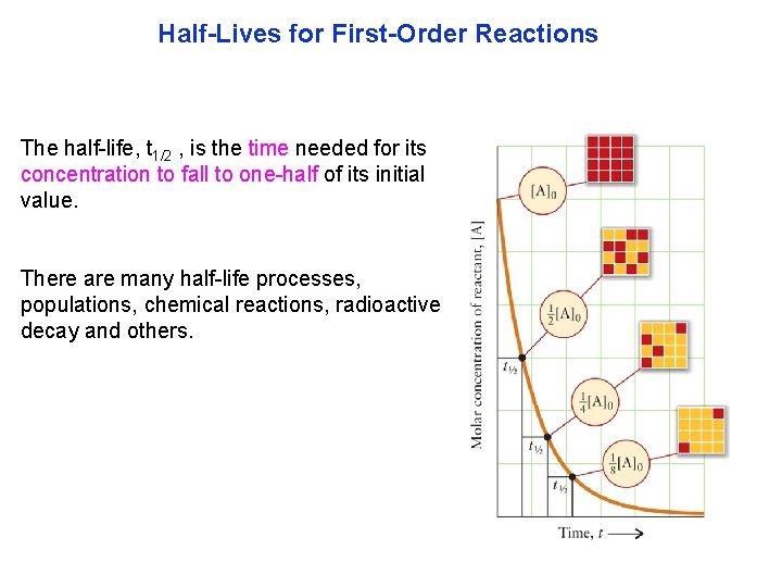 Half-Lives for First-Order Reactions The half life, t 1/2 , is the time needed