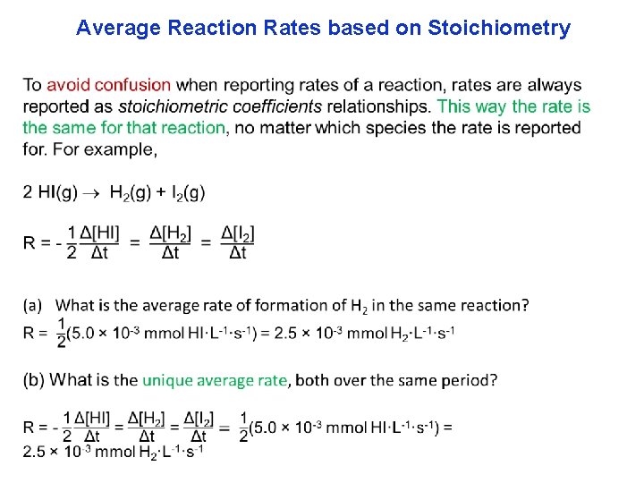 Average Reaction Rates based on Stoichiometry 